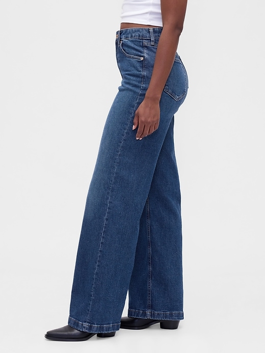 Image number 3 showing, Curvy High Rise Stride Wide-Leg Jeans