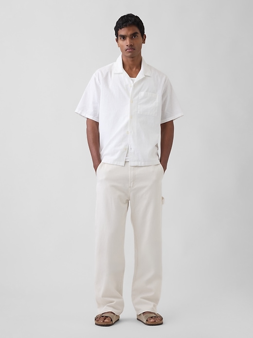 Image number 2 showing, Linen-Cotton Relaxed Straight-Hem Shirt