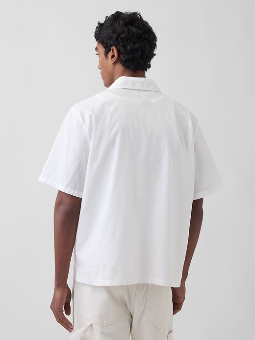 Image number 3 showing, Linen-Cotton Relaxed Straight-Hem Shirt