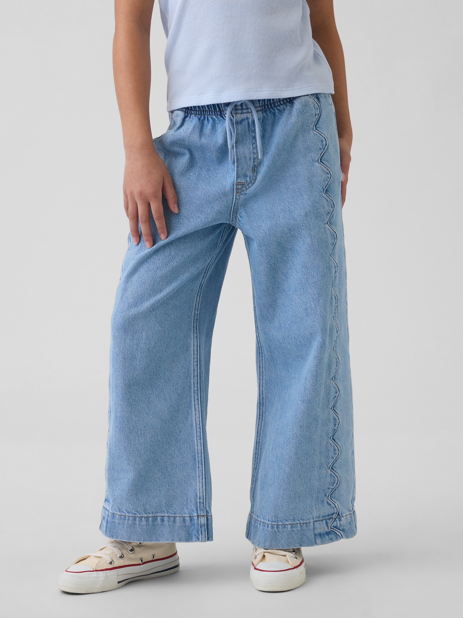 Kids High Rise Stride Easy Wide-Leg Ankle Jeans
