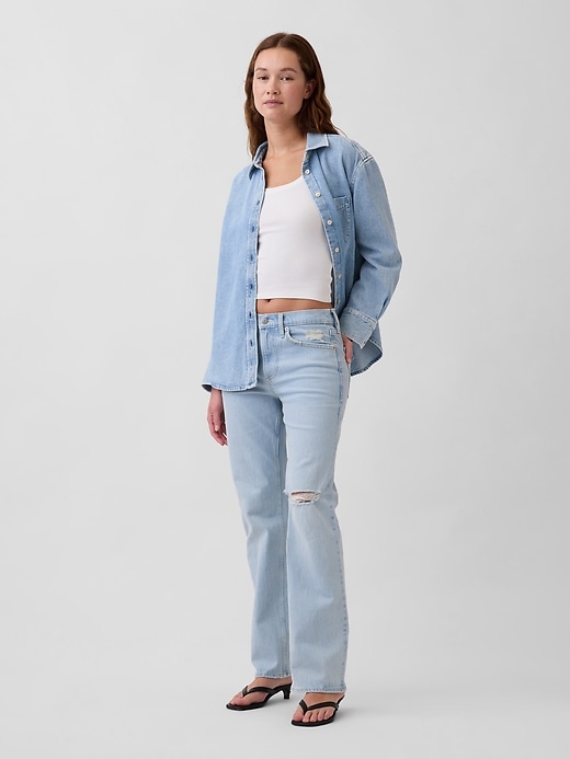 Image number 5 showing, Mid Rise Relaxed Straight Jeans