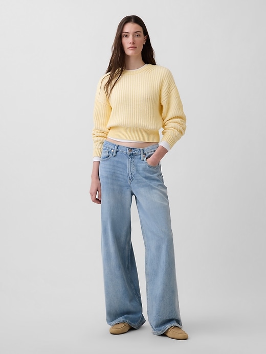 Image number 2 showing, 100% Cotton Barrel-Sleeve Crop Sweater