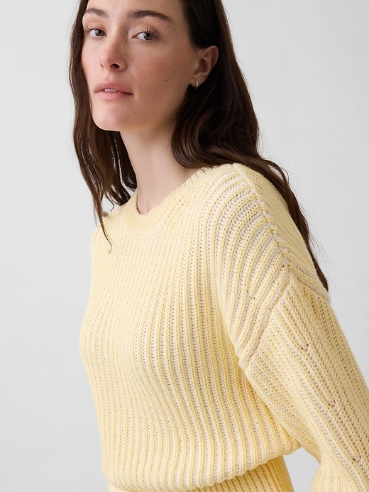 Image number 4 showing, 100% Cotton Barrel-Sleeve Crop Sweater