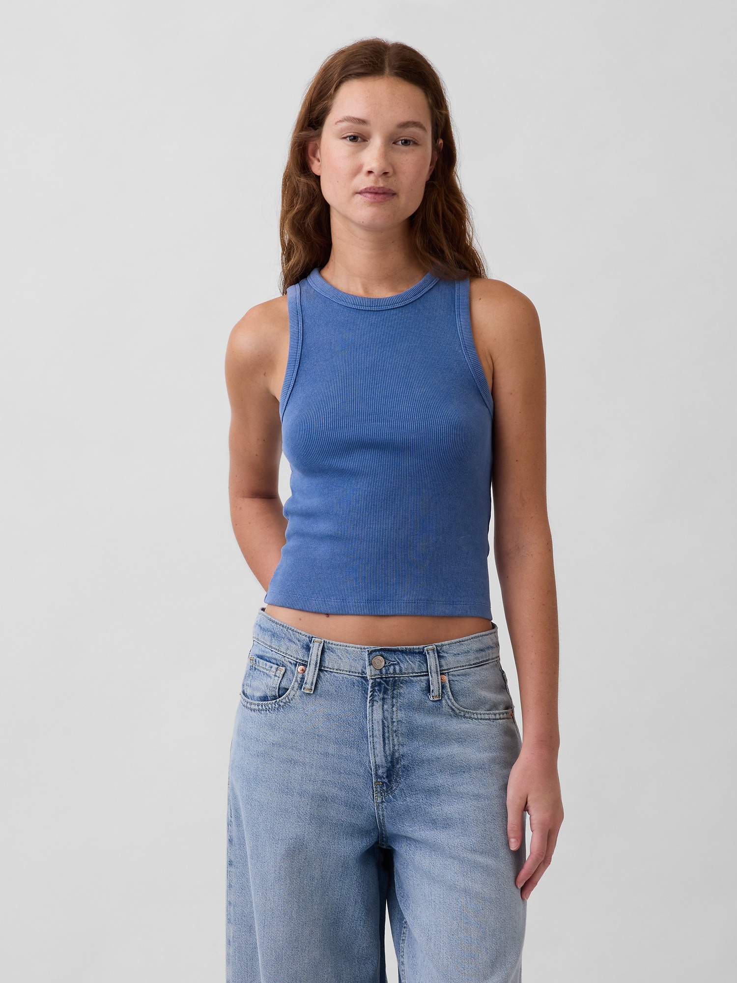Heavyweight Rib Halter Tank Top