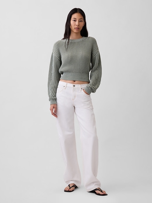 Image number 2 showing, 100% Cotton Barrel-Sleeve Crop Sweater