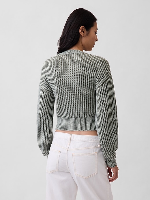 Image number 3 showing, 100% Cotton Barrel-Sleeve Crop Sweater