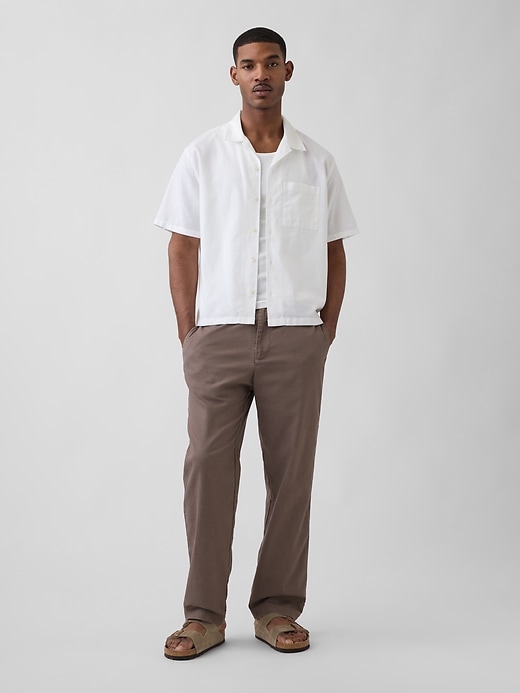 Image number 1 showing, Linen-Cotton Relaxed Taper Pants