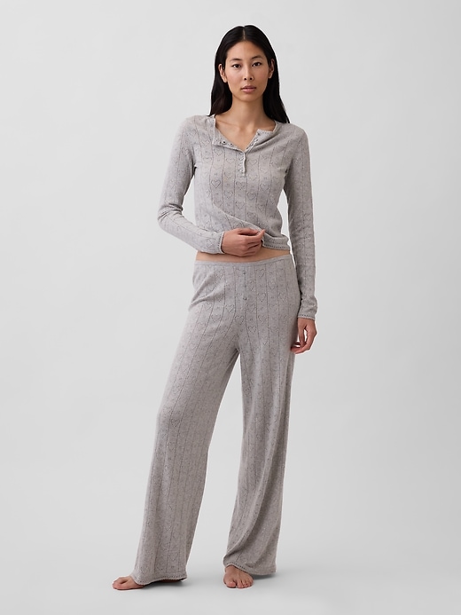 Image number 2 showing, Lightweight CashSoft Pointelle Heart PJ Top