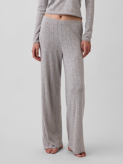 Image number 2 showing, Lightweight CashSoft Pointelle Heart PJ Pants