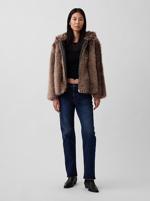 Faux Fur Relaxed Zip Hoodie | Gap