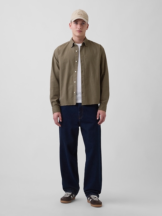 Image number 2 showing, Relaxed Crop Straight-Hem Oxford Shirt