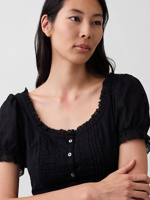 Image number 4 showing, Embroidered Puff-Sleeve Maxi Dress