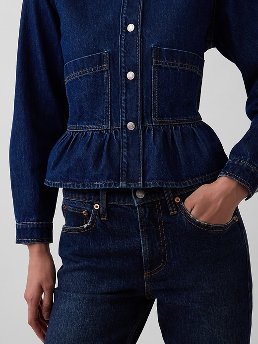 Image number 5 showing, Denim Fitted Peplum Top