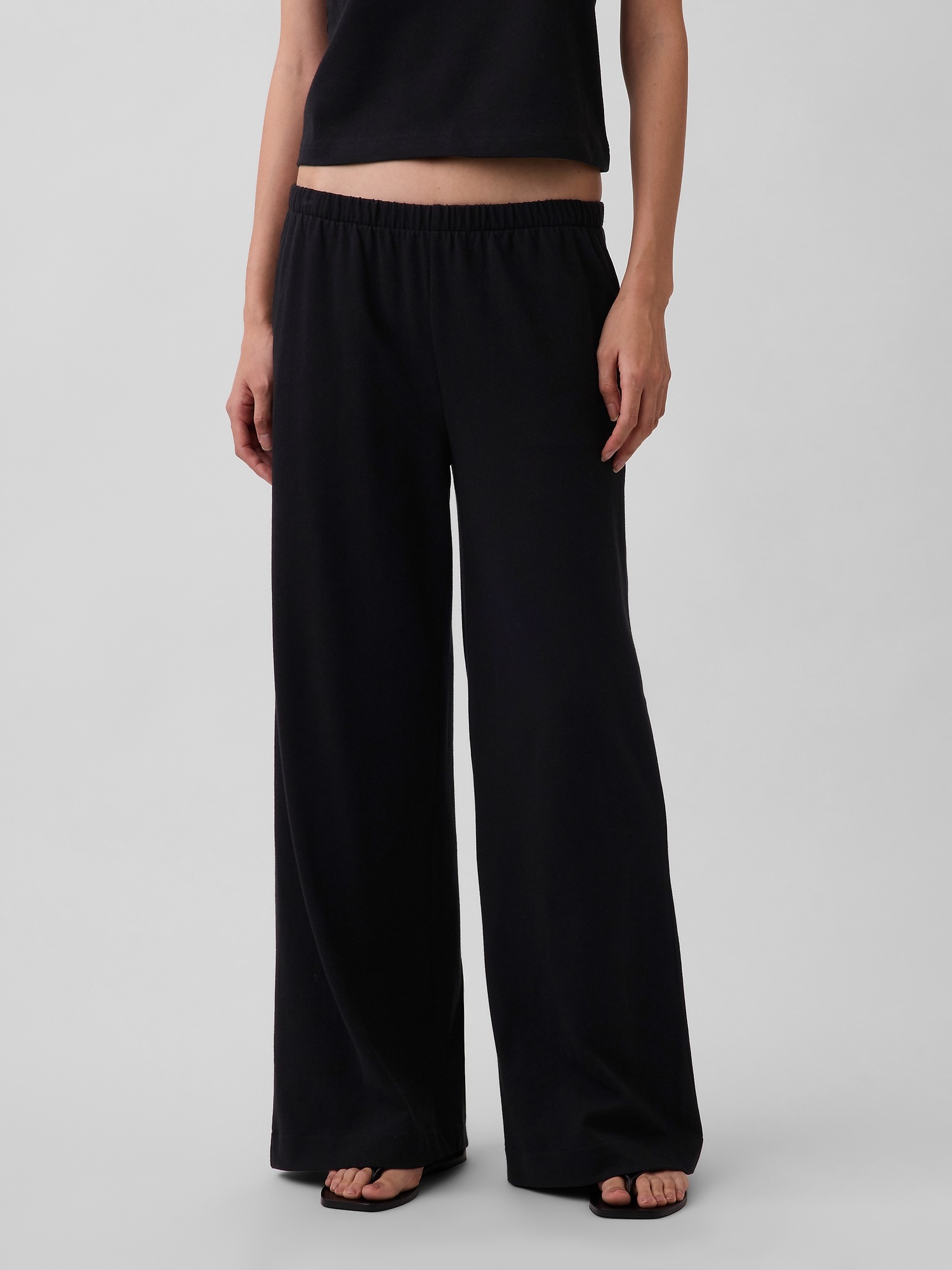 Женские брюки Gap Knit Wide-Leg, цвет: Чёрный — фото 2