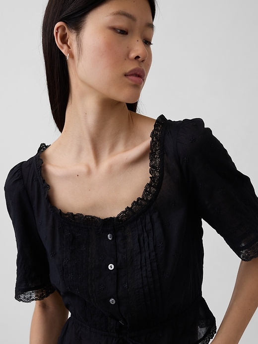 Image number 4 showing, Lace-Trim Peplum Top