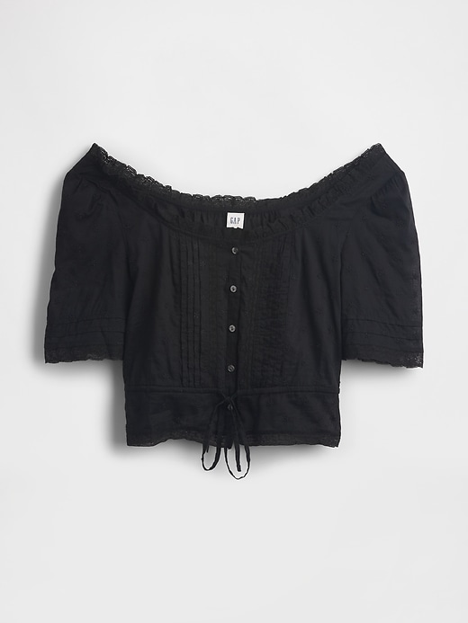 Image number 6 showing, Lace-Trim Peplum Top