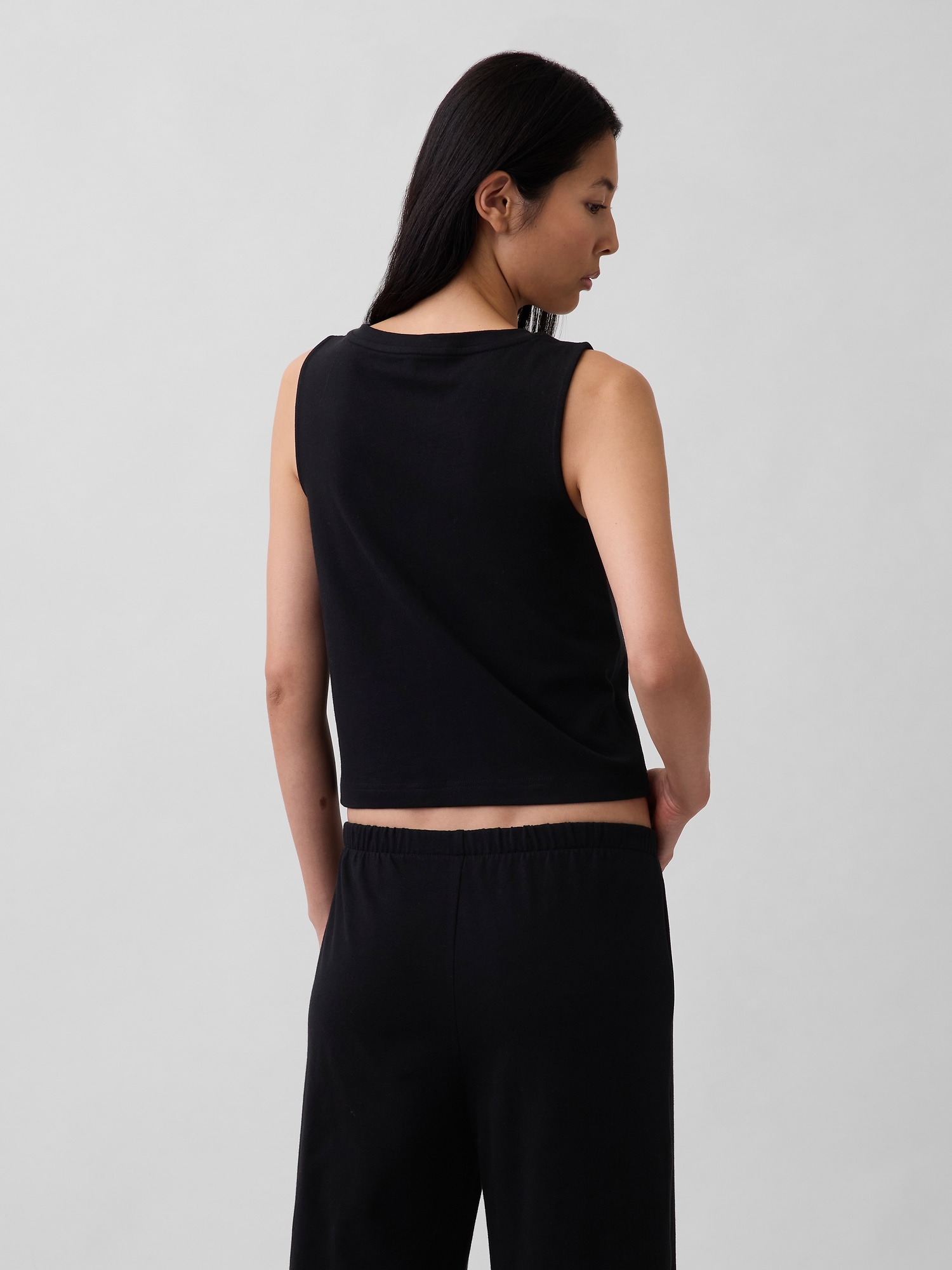 Женский топ Gap Knit Crop Tank Top, цвет: Чёрный — фото 3