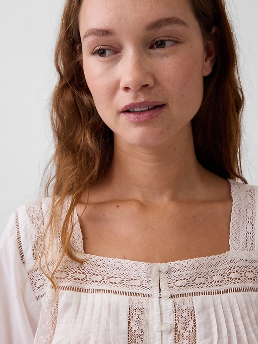 Image number 4 showing, Lace-Trim Square-Neck Top