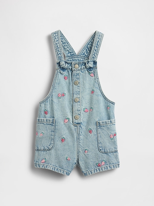 Image number 1 showing, Baby & Toddlern Embroidered Denim Shortalls