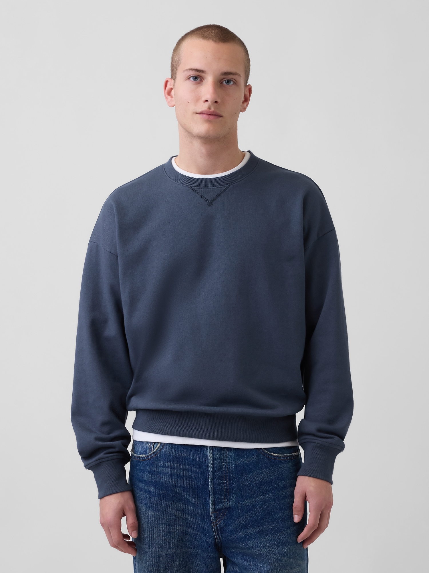 Gap Heavyweight French Terry Oversized Sweatshirt In Blue