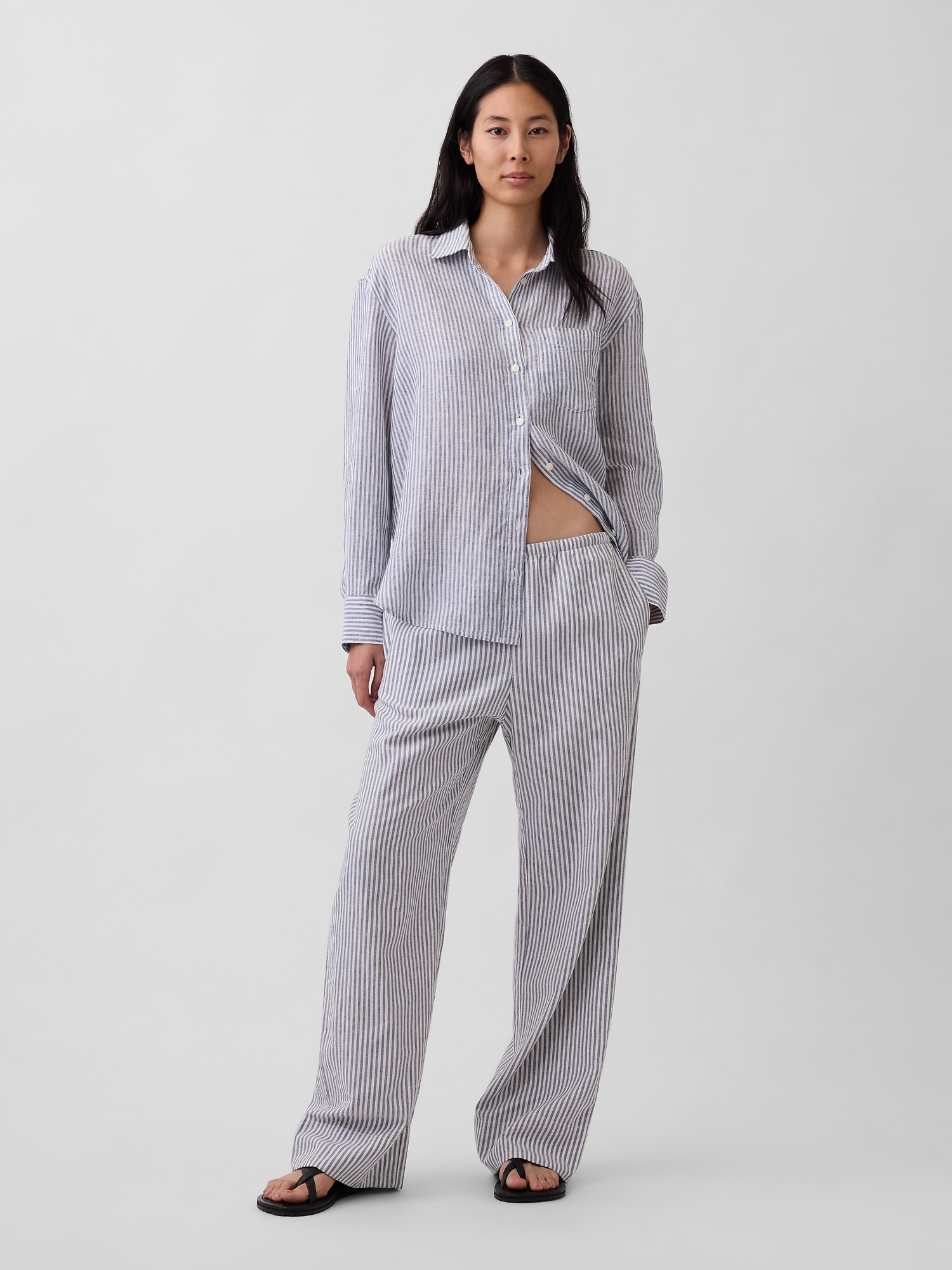 Linen-Blend Relaxed Wide-Leg Pants