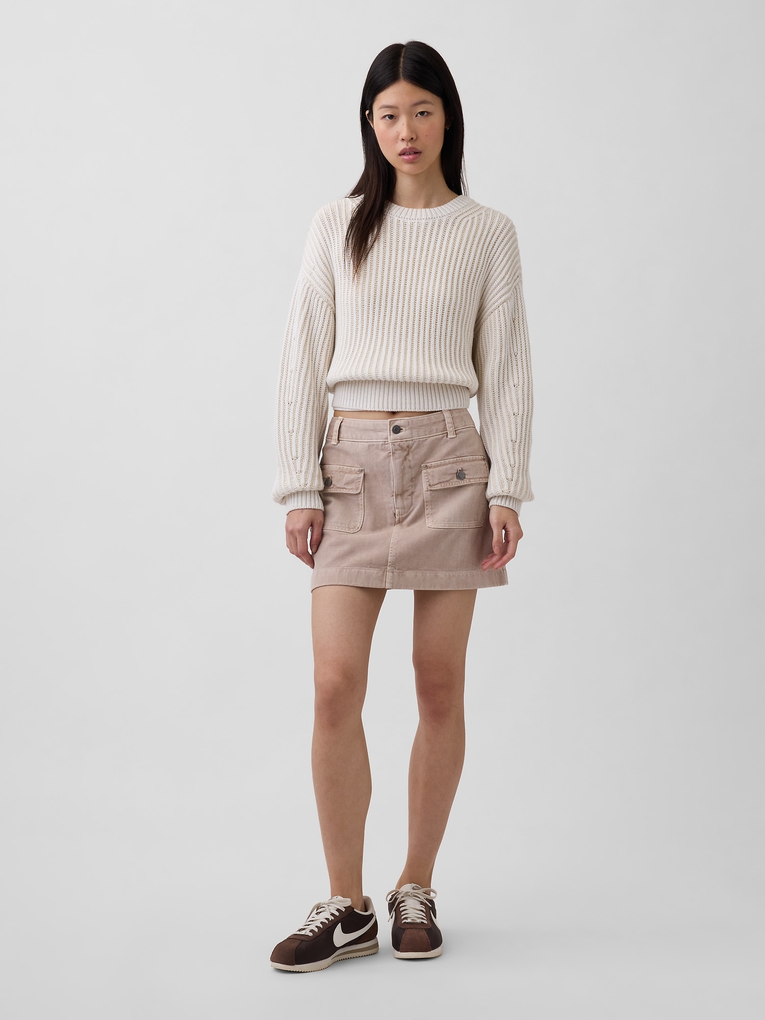 Mid Rise Cargo Mini Skort