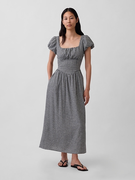 Image number 1 showing, Linen-Blend Drop-Waist Maxi Dress