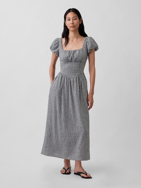 Linen-Blend Drop-Waist Maxi Dress