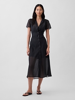 Sheer Midi Shirtdress