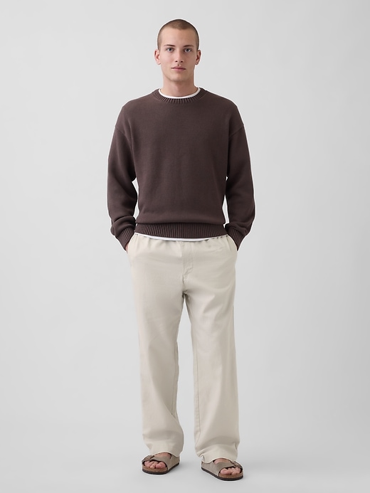 Image number 1 showing, Linen-Cotton Relaxed Taper Pants