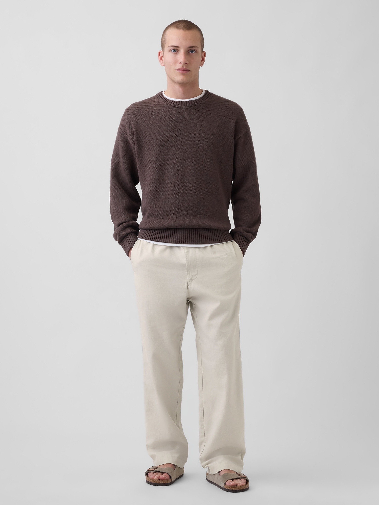 Linen-Cotton Relaxed Taper Pants