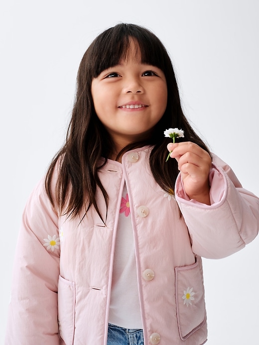 Image number 5 showing, Baby & Toddler Floral Embroidered Quilted Jacket