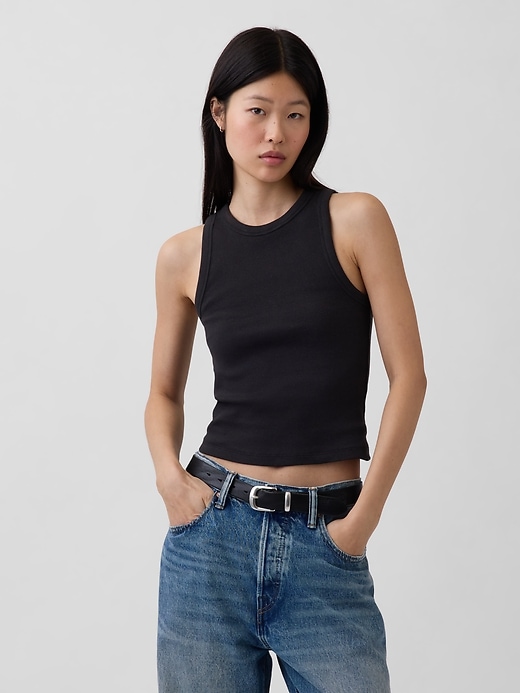 Image number 1 showing, Heavyweight Rib Halter Tank Top