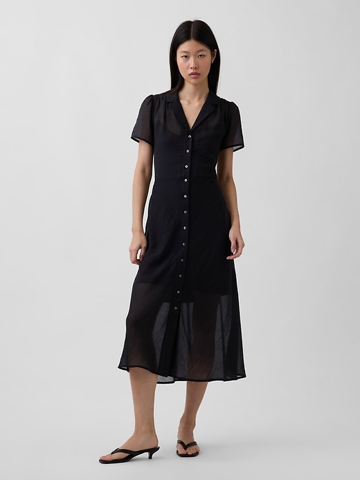 Image number 1 showing, Sheer Midi Shirtdress