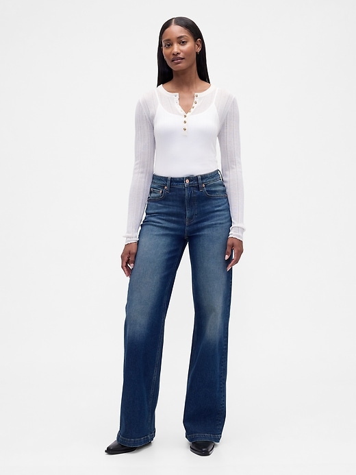 Curvy High Rise Stride Wide-Leg Jeans