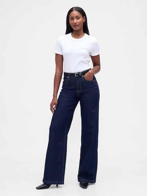 Curvy High Rise Stride Wide-Leg Jeans