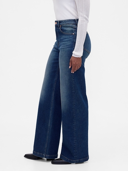 Image number 3 showing, Curvy High Rise Stride Wide-Leg Jeans