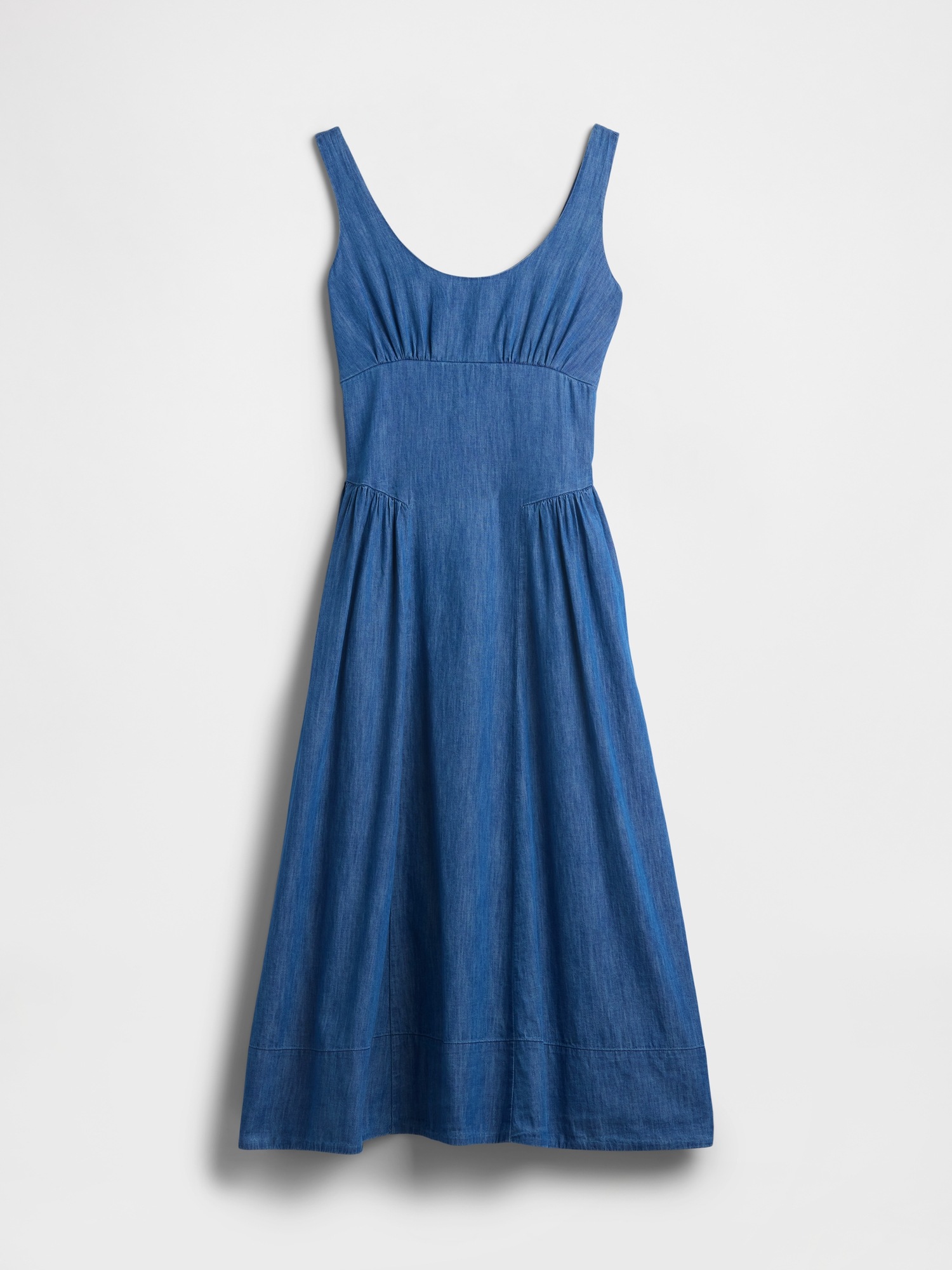 Женское платье Gap Shirred Maxi, цвет: Средний индиго — фото 5