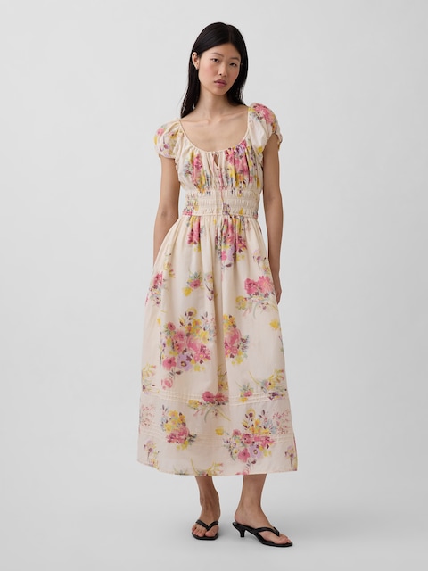Voile Smocked-Waist Maxi Dress