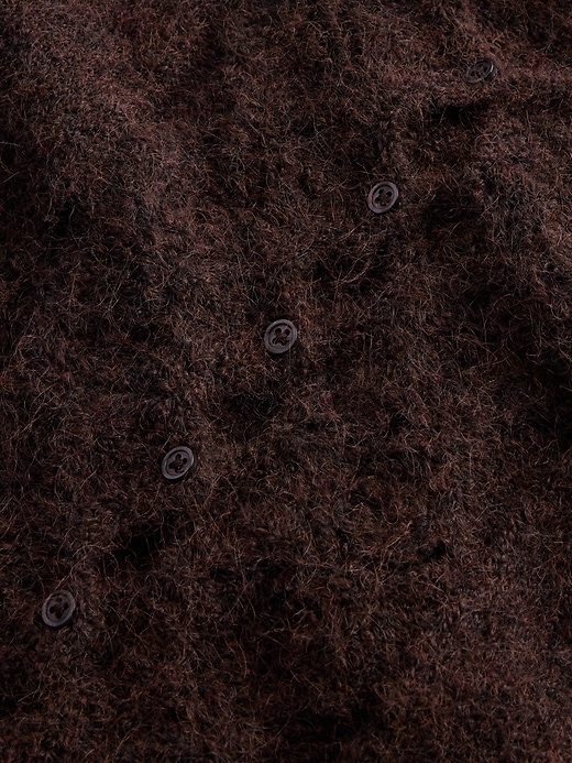 Image number 4 showing, Fuzzy Pointelle Scalloped Crop Cardigan