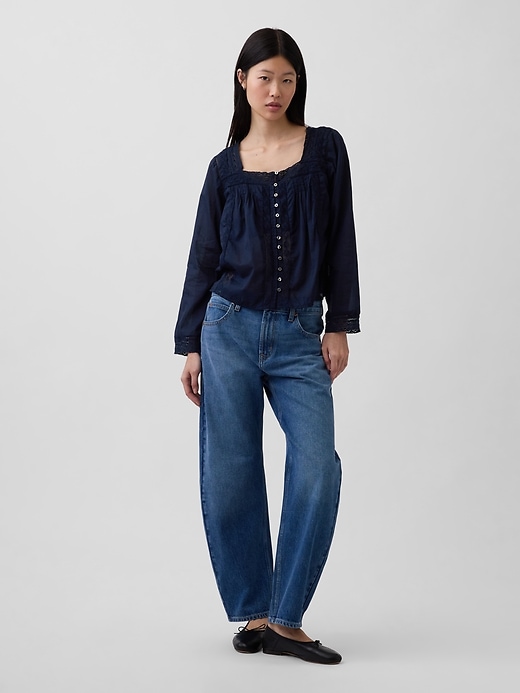 Image number 2 showing, Lace-Trim Square-Neck Top