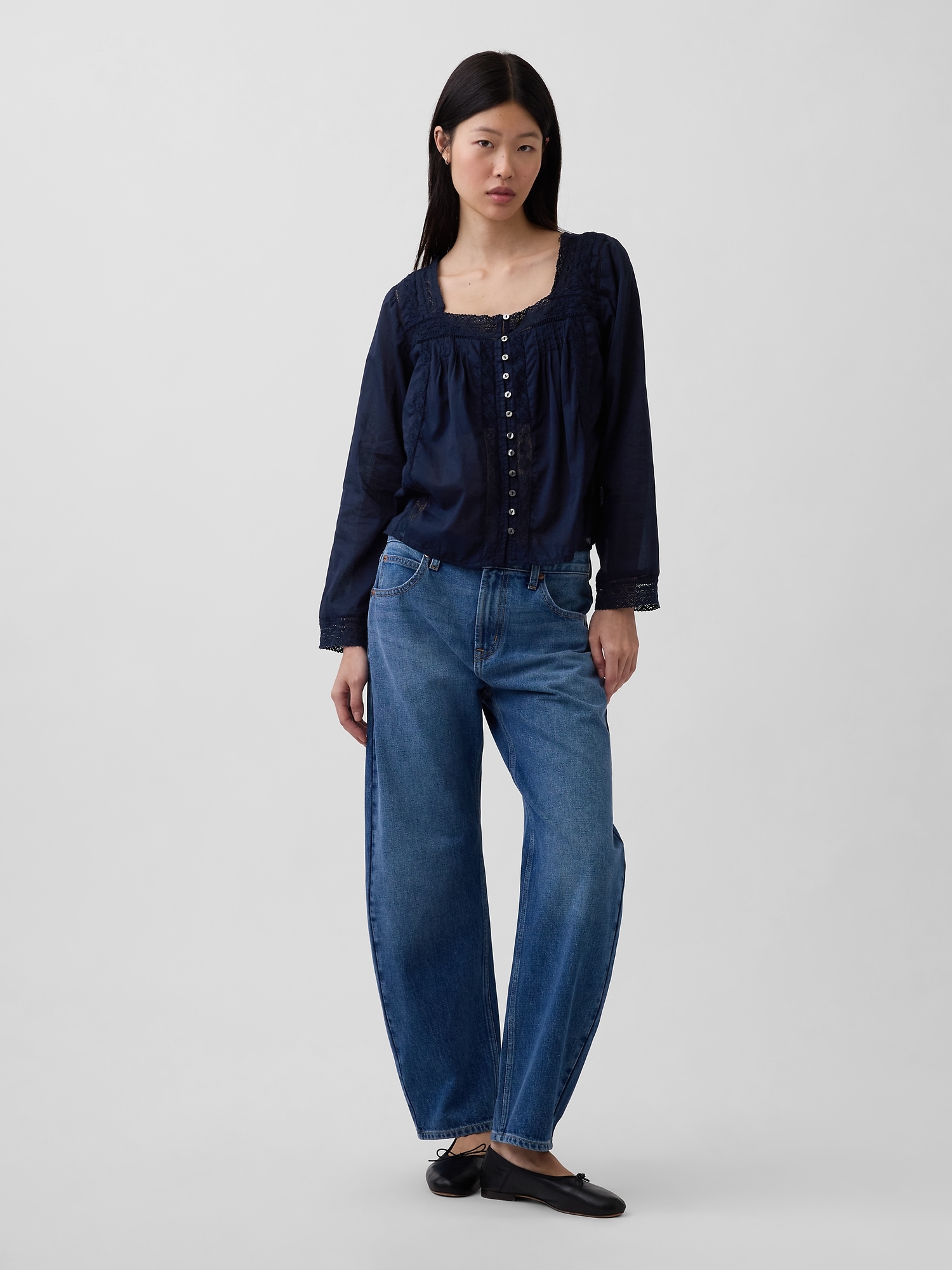 Lace-Trim Square-Neck Top | Gap