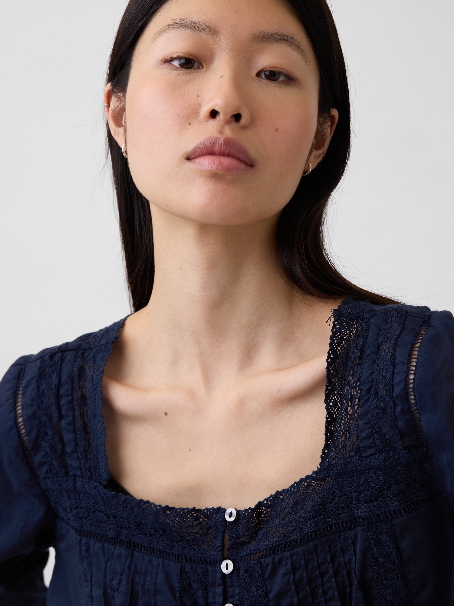 Lace-Trim Square-Neck Top | Gap