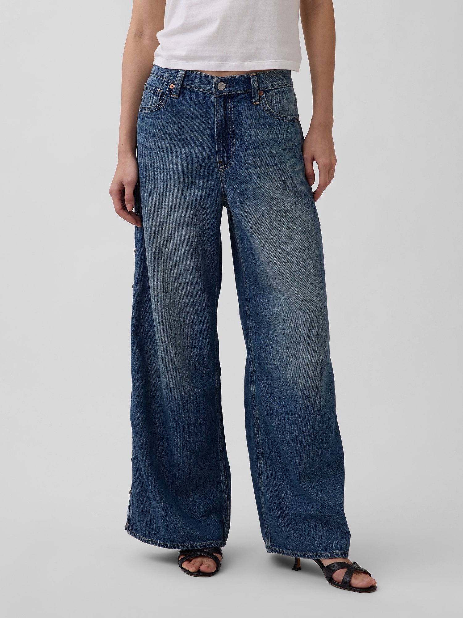 Mid Rise UltraSoft Studded Baggy Jeans