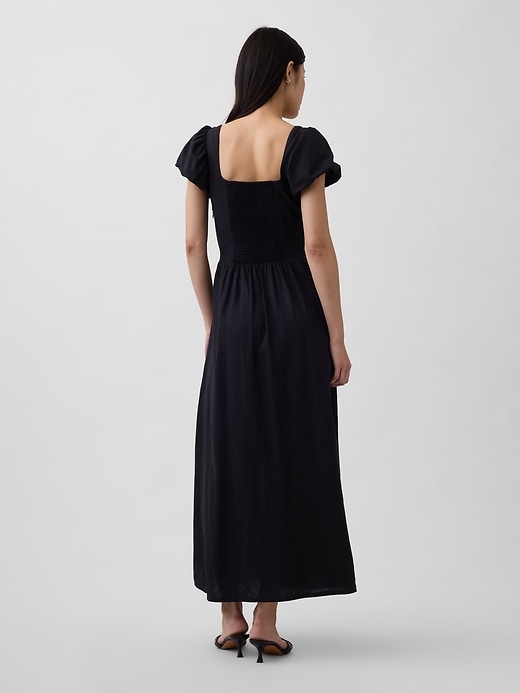 Image number 2 showing, Linen-Blend Drop-Waist Maxi Dress