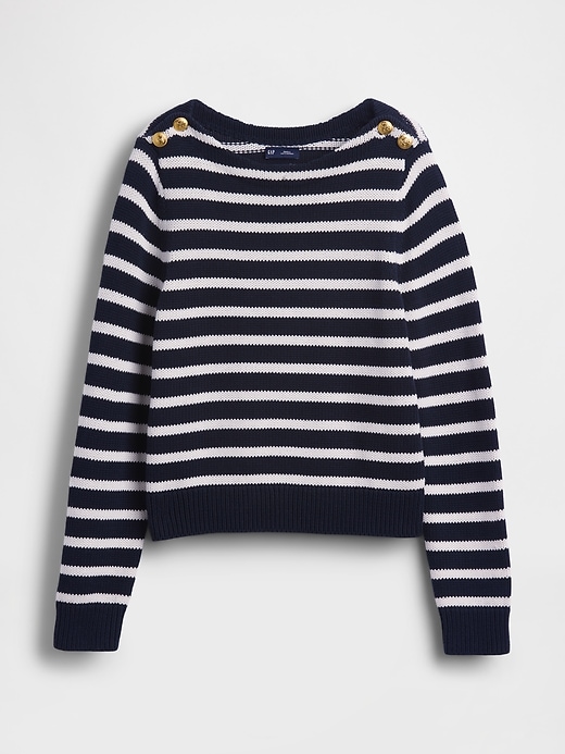 Image number 5 showing, 100% Cotton Relaxed Boatneck Sweater