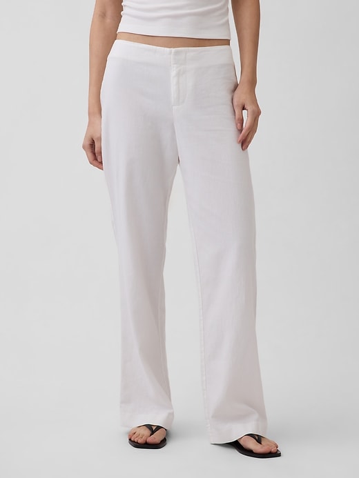 Image number 2 showing, Low Rise Linen-Blend Flare Pants