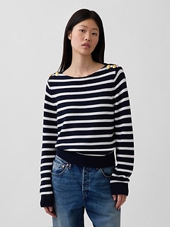 100% Cotton Relaxed Boatneck Sweater