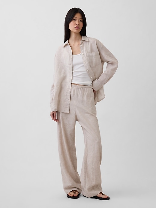 Image number 1 showing, Linen-Blend Relaxed Wide-Leg Pants