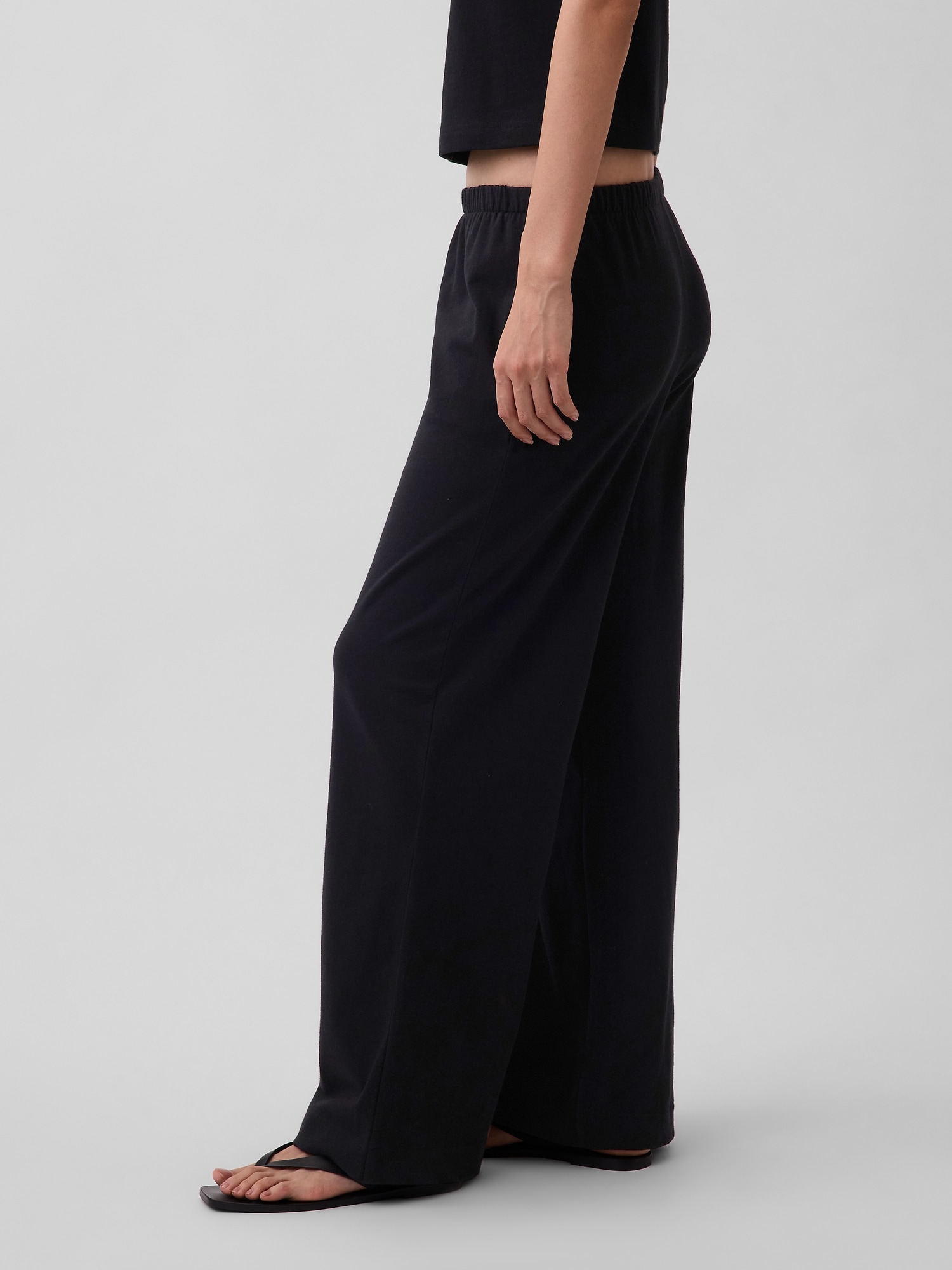 Женские брюки Gap Knit Wide-Leg, цвет: Чёрный — фото 3